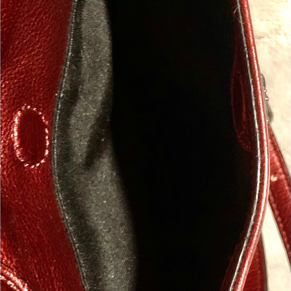 Coach Leather Mickie Shoulder Tote in Metallic Cherry - Picture 3 of 9